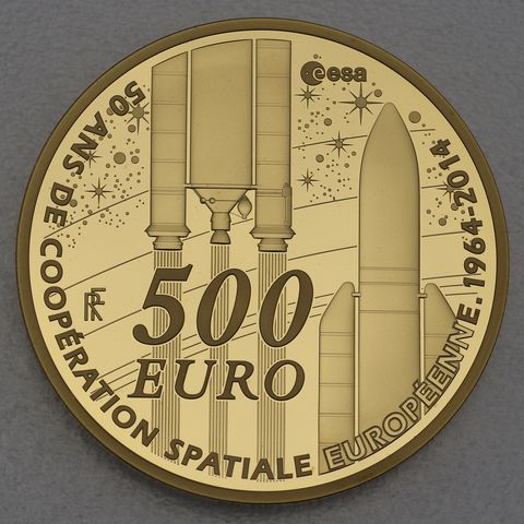 Goldmünze 500 Euro Frankreich 2014 - 50 Jahre Weltraumzusammenarbeit