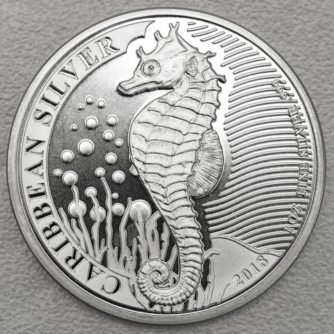 Silbermünze 1oz Barbados Caribbean Silver Seahorse 2018