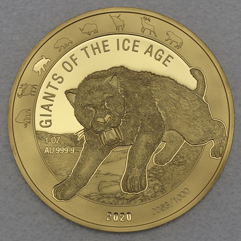 Goldmünze 1oz Ghana Giants of Ice Age 2020 - Säbelzahnkatze