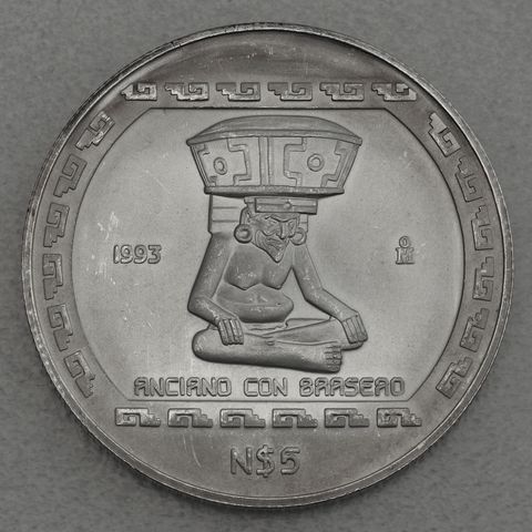 Silbermünze 1oz Mexiko Präkolumbische Kulturen - Veracruz Anciano con Brasero 1993