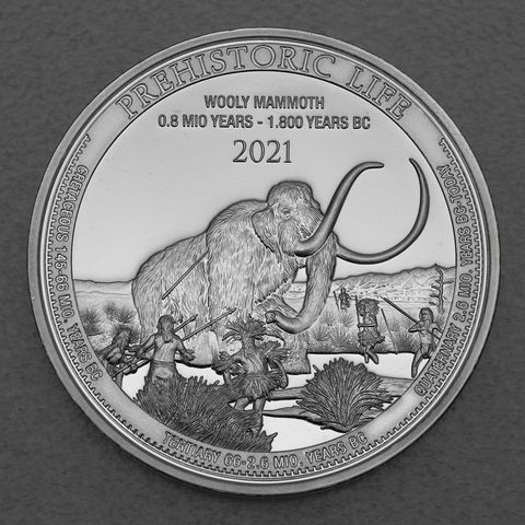 Silbermünze 1oz Congo Prehistoric Life - 2021 Wollmammut