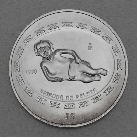 Silbermünze 1oz Mexiko Präkolumbische Kulturen - Teotihuacan Ballspieler 1998