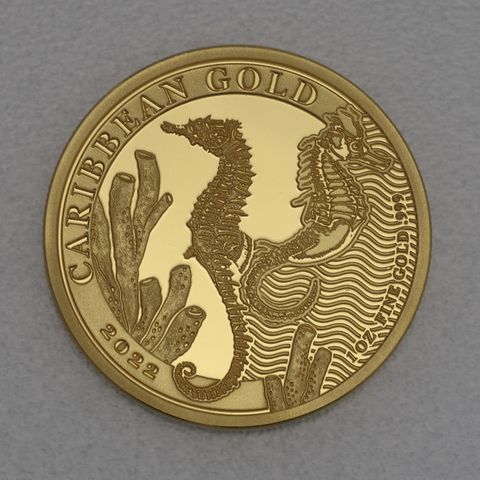 Goldmünze 1oz Barbados Caribbean Gold Seahorse 2022